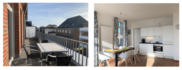 Ferienwohnung Wangerooge - Balkon und Küche